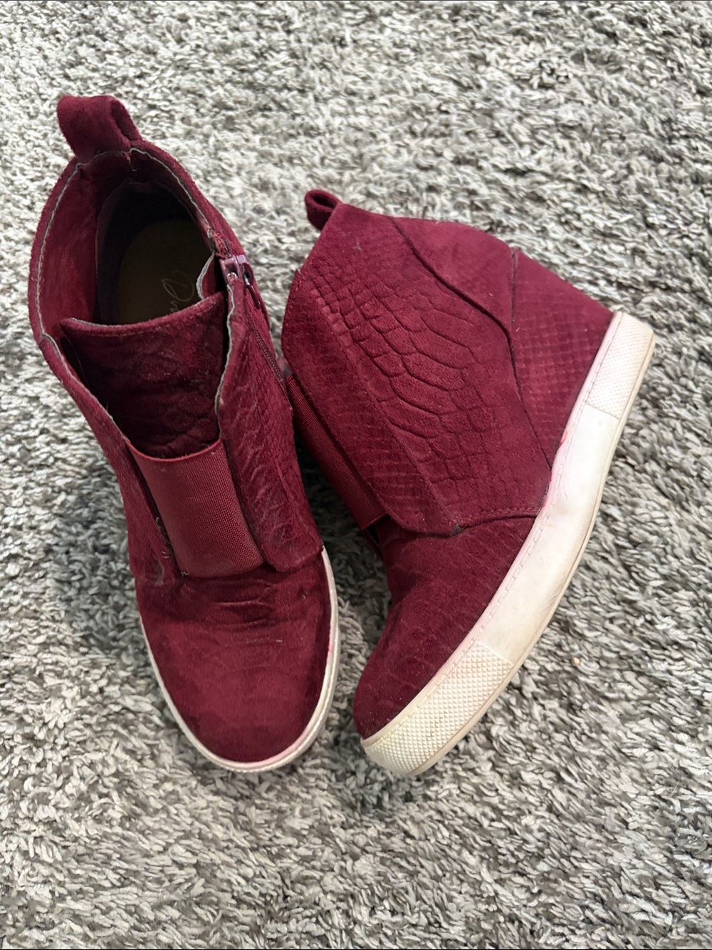 DownEast Burgundy Wedge Sneakers